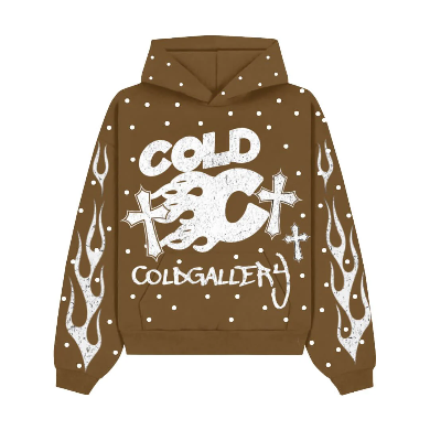 THECOLDGALLERY RHINESTONE HOODIE BROWN