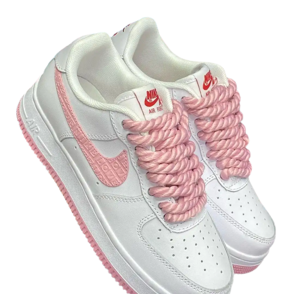 Nike Air Force 1 "White" with pink small laces